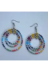 Beaded Hoop Earrings, Assorted Colors, Kenya