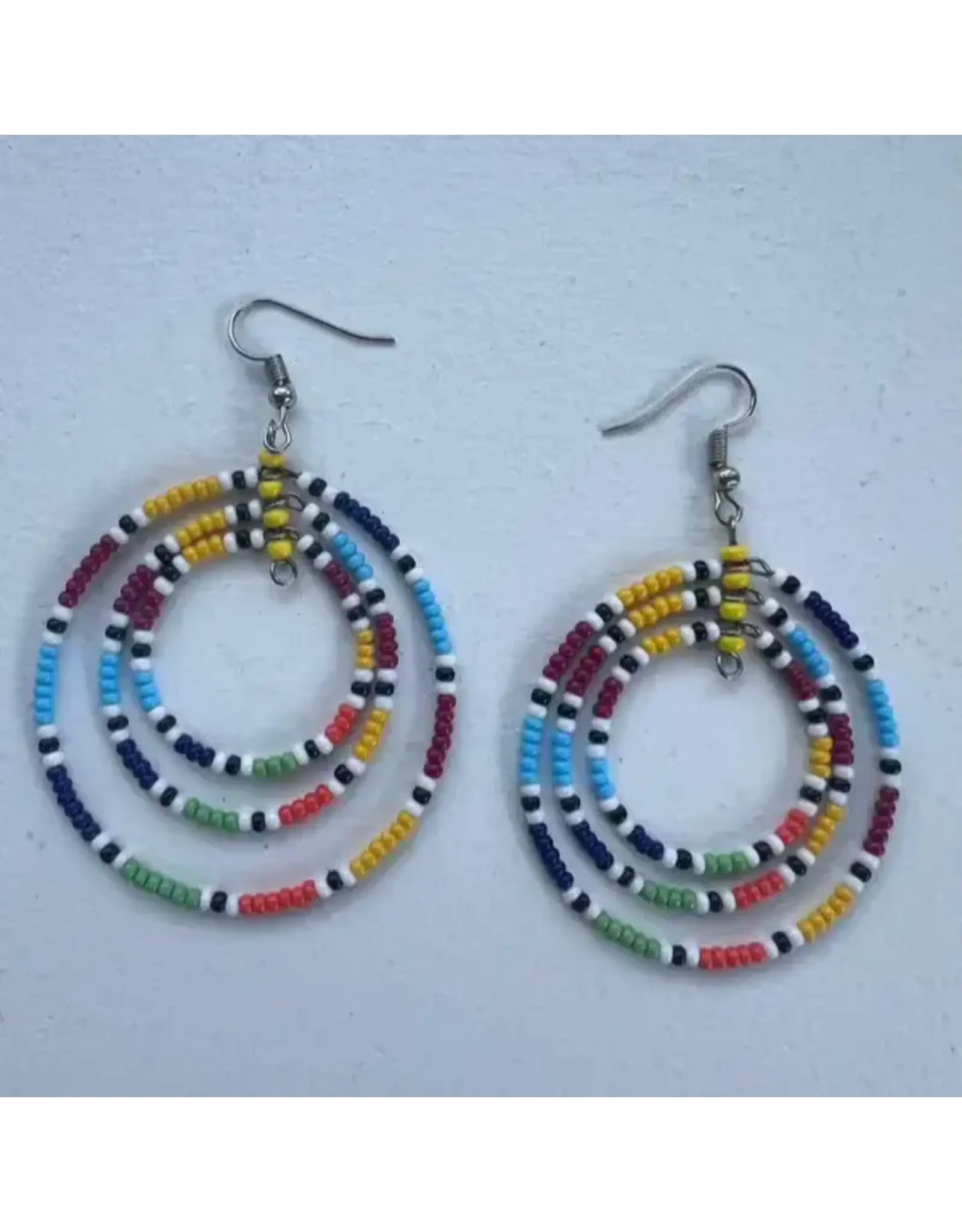 Beaded Hoop Earrings, Assorted Colors, Kenya