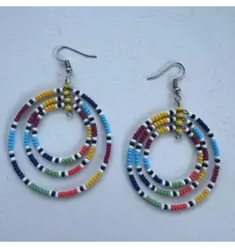Beaded Hoop Earrings, Assorted Colors, Kenya
