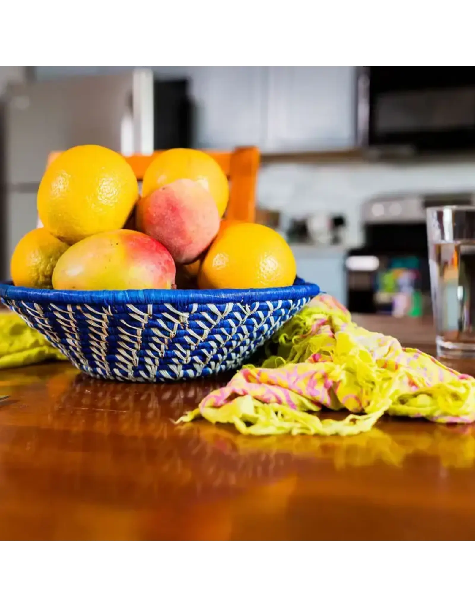 Royal Blue Raffia Fruit Basket
