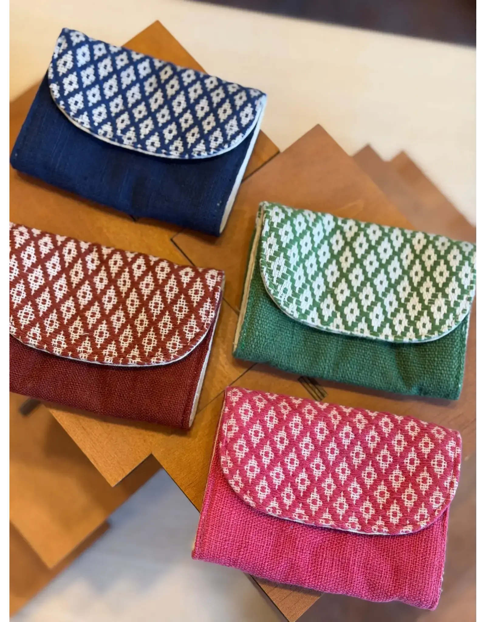 “Chie” Card Holder, Handwoven Cotton w/ Small Diamonds Pattern