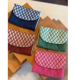 “Chie” Card Holder, Handwoven Cotton w/ Small Diamonds Pattern