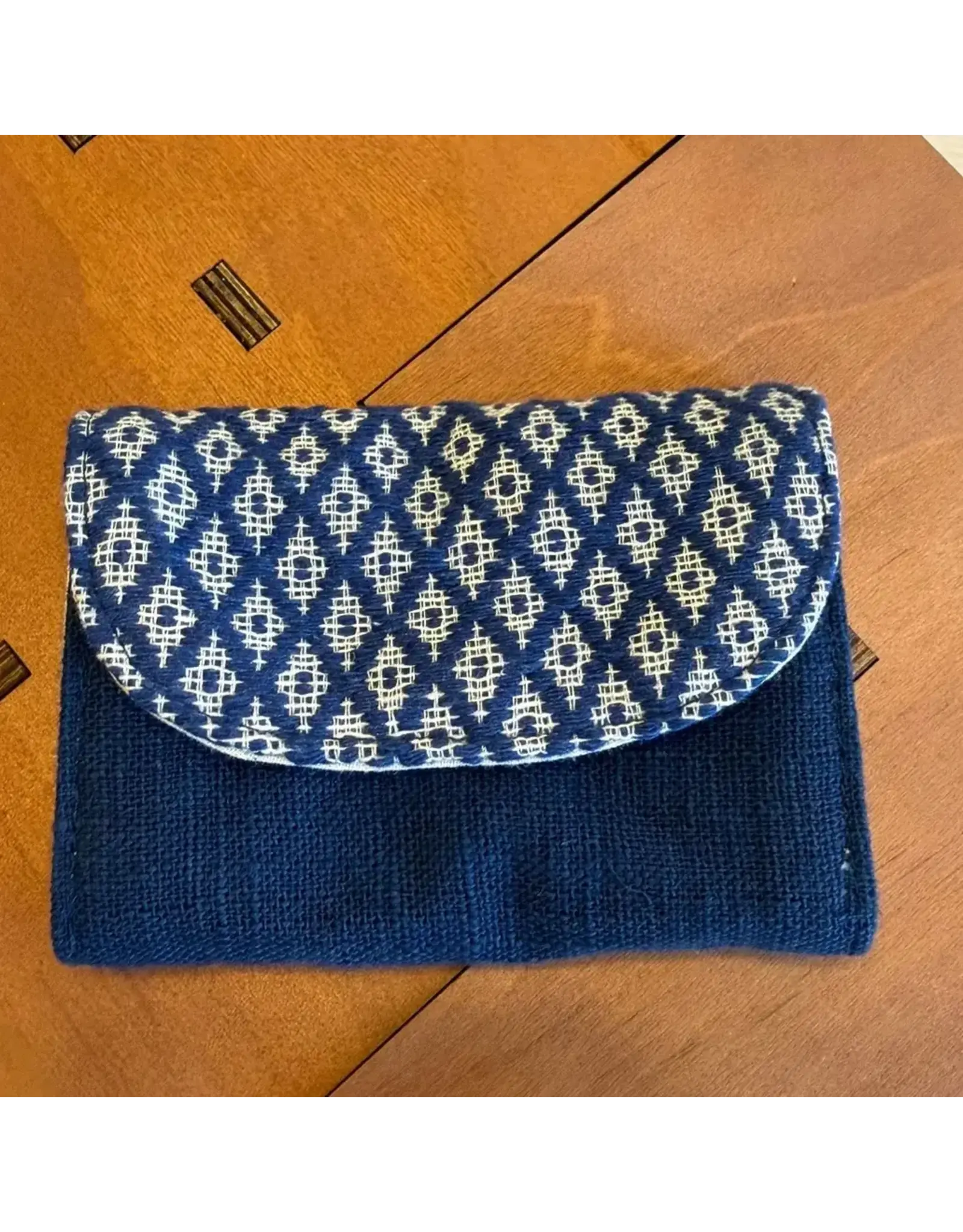 “Chie” Card Holder, Handwoven Cotton w/ Small Diamonds Pattern