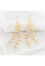 Graceful Willow Zircon and Gold Dangle Earrings