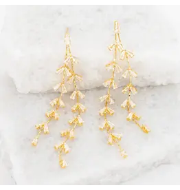 Graceful Willow Zircon and Gold Dangle Earrings