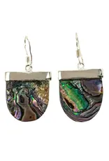 Alpaca Silver Abalone Geo Dangle Earrings, Mexico