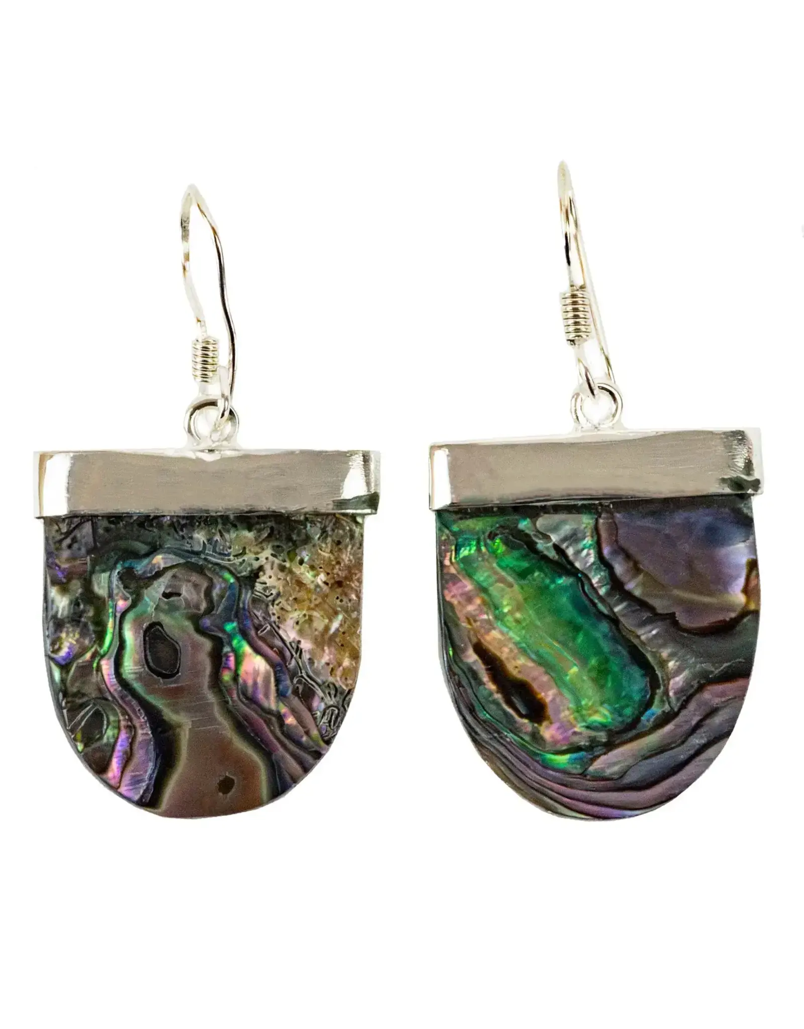Alpaca Silver Abalone Geo Dangle Earrings, Mexico