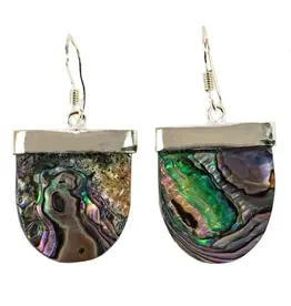 Alpaca Silver Abalone Geo Dangle Earrings, Mexico