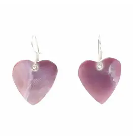Mother of Pearl Pink Heart Earrings, Mexico