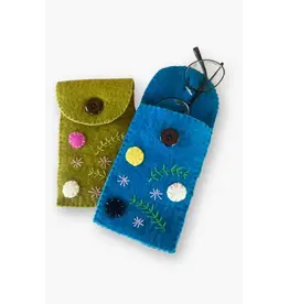Felt Embroidered Eyeglass Holder with Button