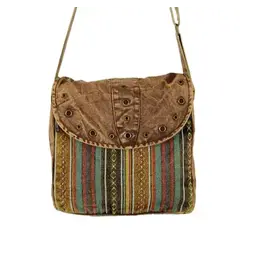Brown Tibetan Cotton Passport Sling, Nepal