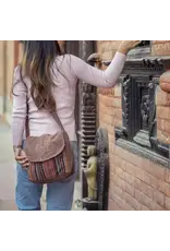Brown Tibetan Cotton Passport Sling, Nepal
