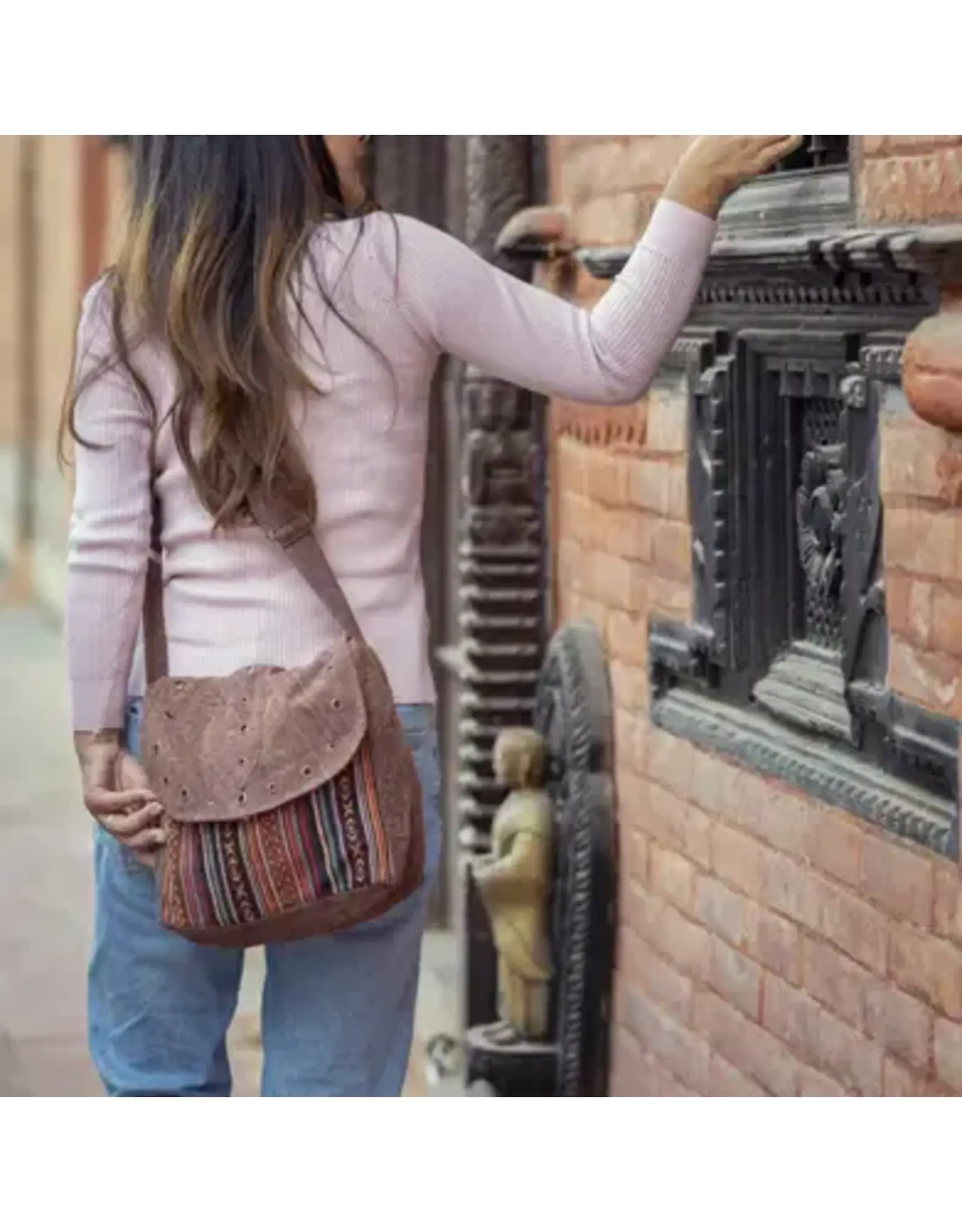 Brown Tibetan Cotton Passport Sling, Nepal