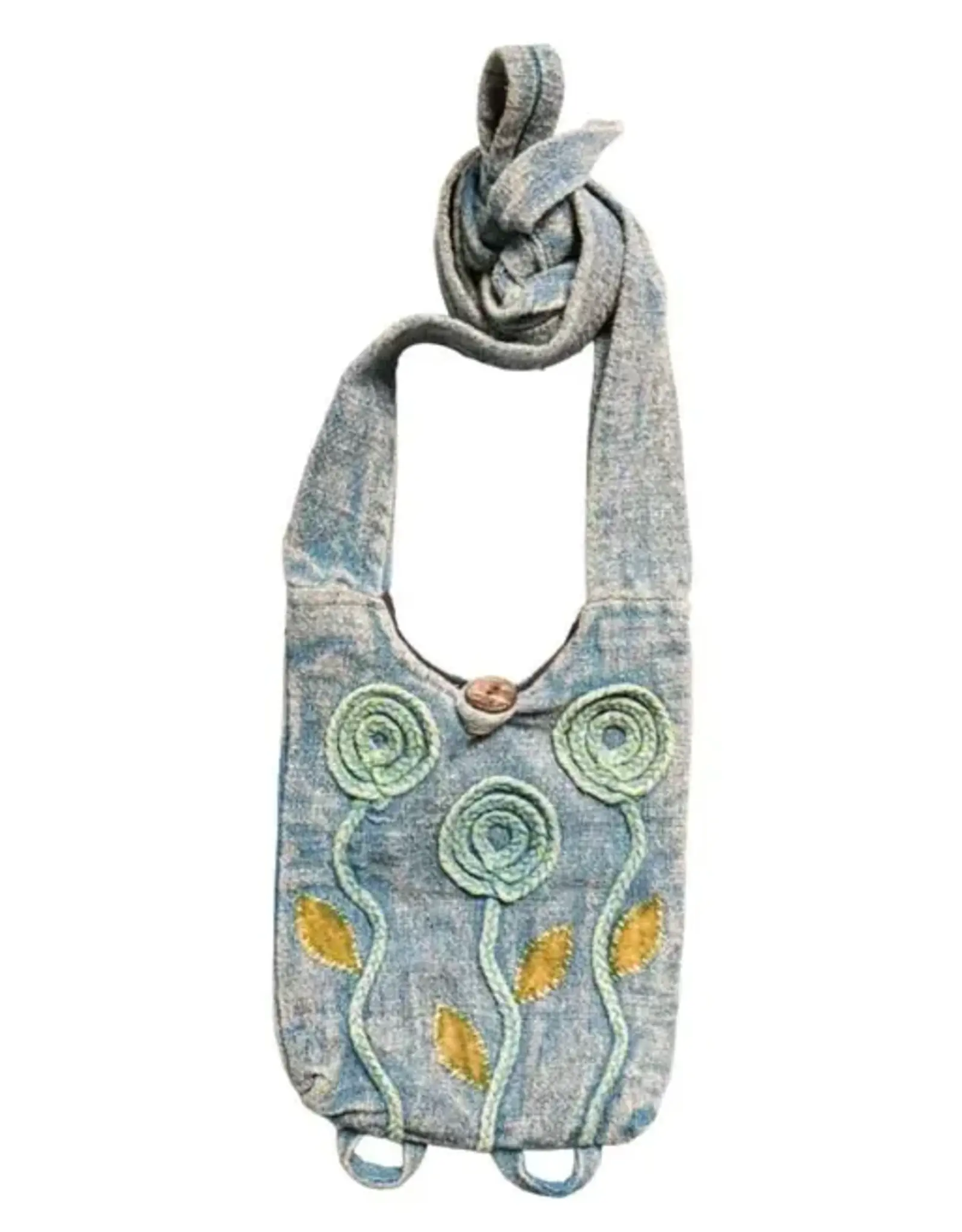 Cotton Crossbody Bag Tie Top or Backpack, Nepal