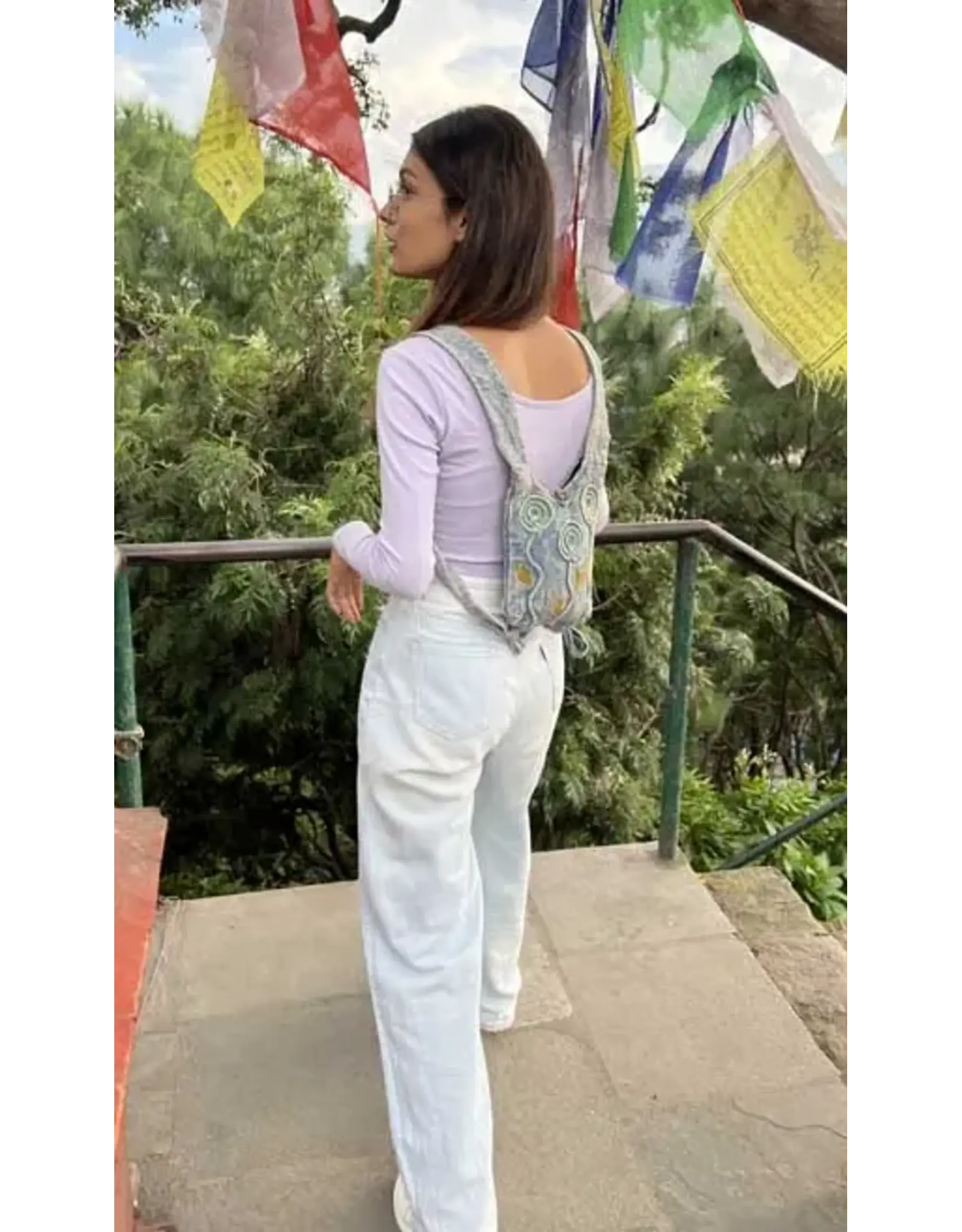 Cotton Crossbody Bag Tie Top or Backpack, Nepal