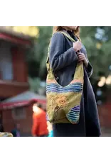 Cotton Crossbody Bag with Razor Cut and Sunflower Design