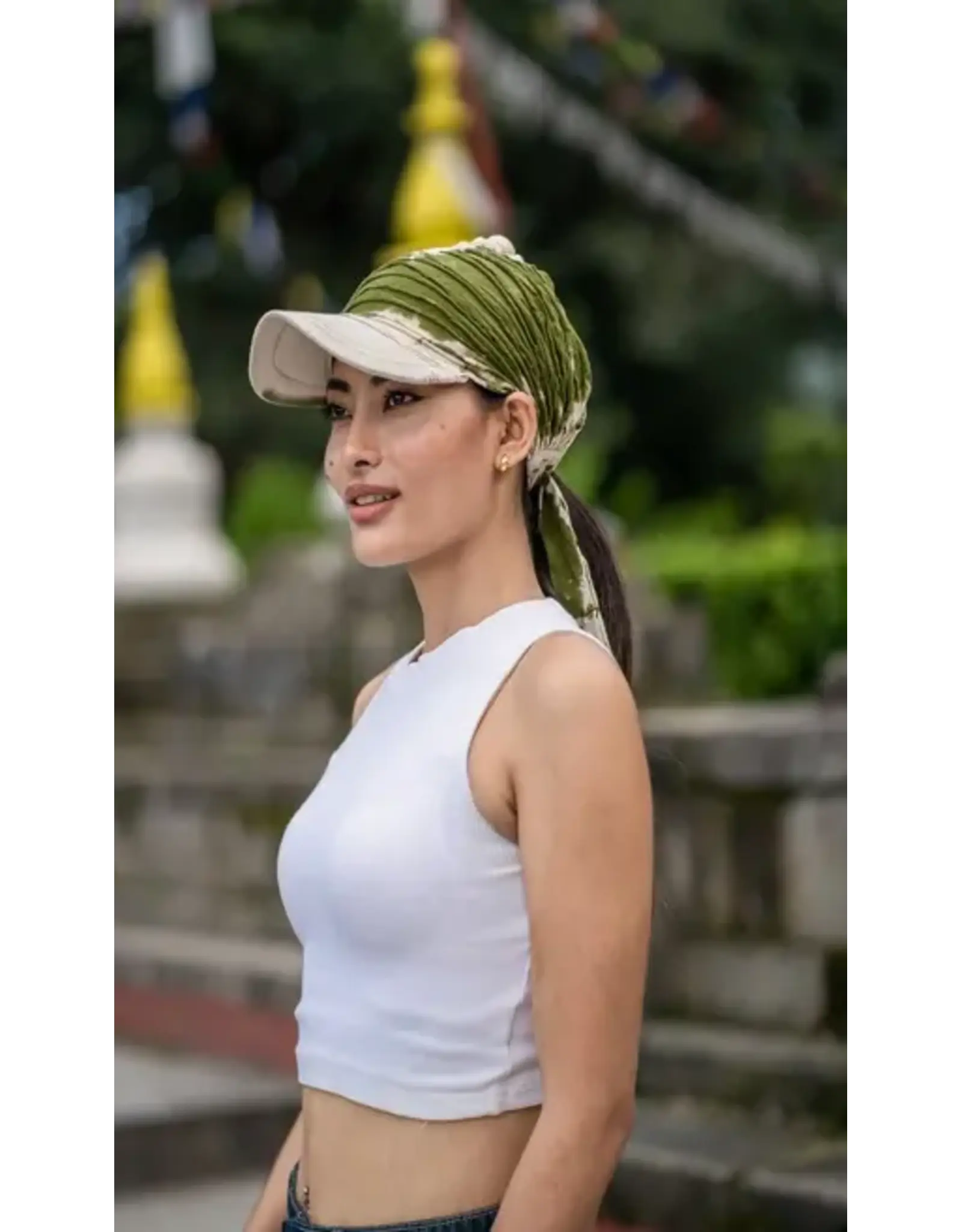 Blue  or Green Tie Dye Cap with Headband | Tie At Back, Nepal