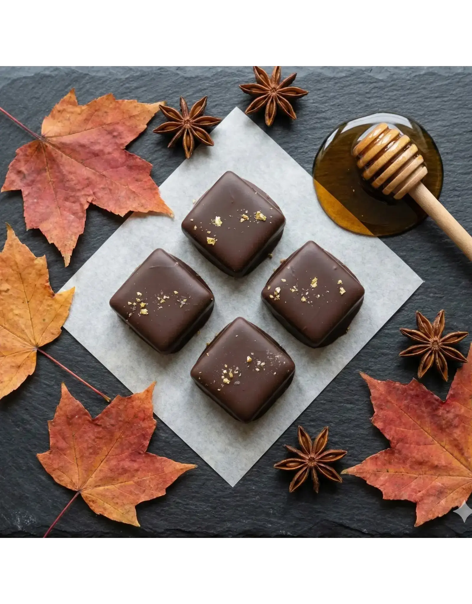 4 Piece Dark Chocolate Truffles: Vanilla Bean & Vt Maple