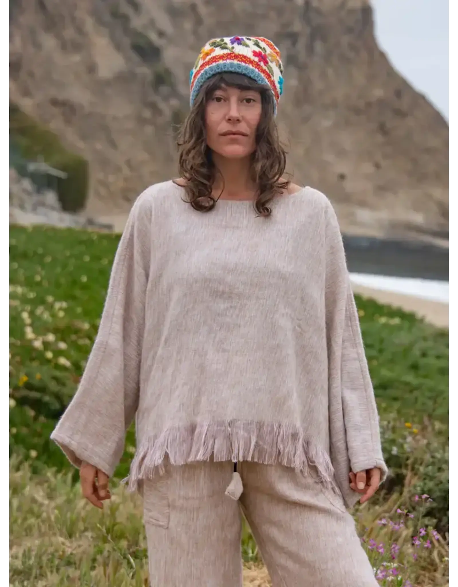 Brushed Woven Top, Ash