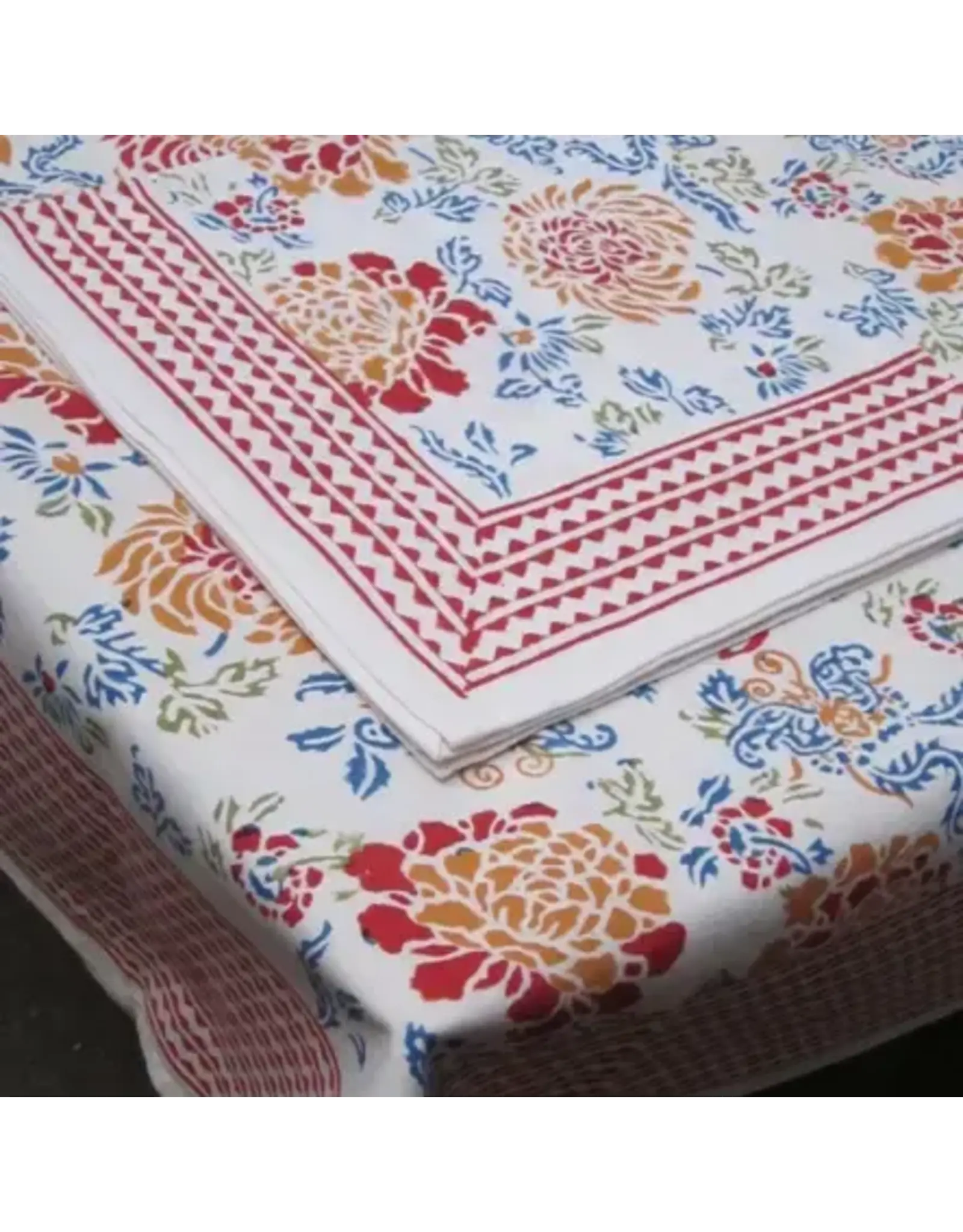 Handblock Print Canton Flower Tablecloth, VARIOUS SIZES