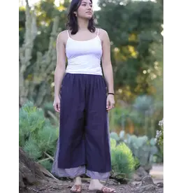 Ctn Gauze Layered Pants Black Os