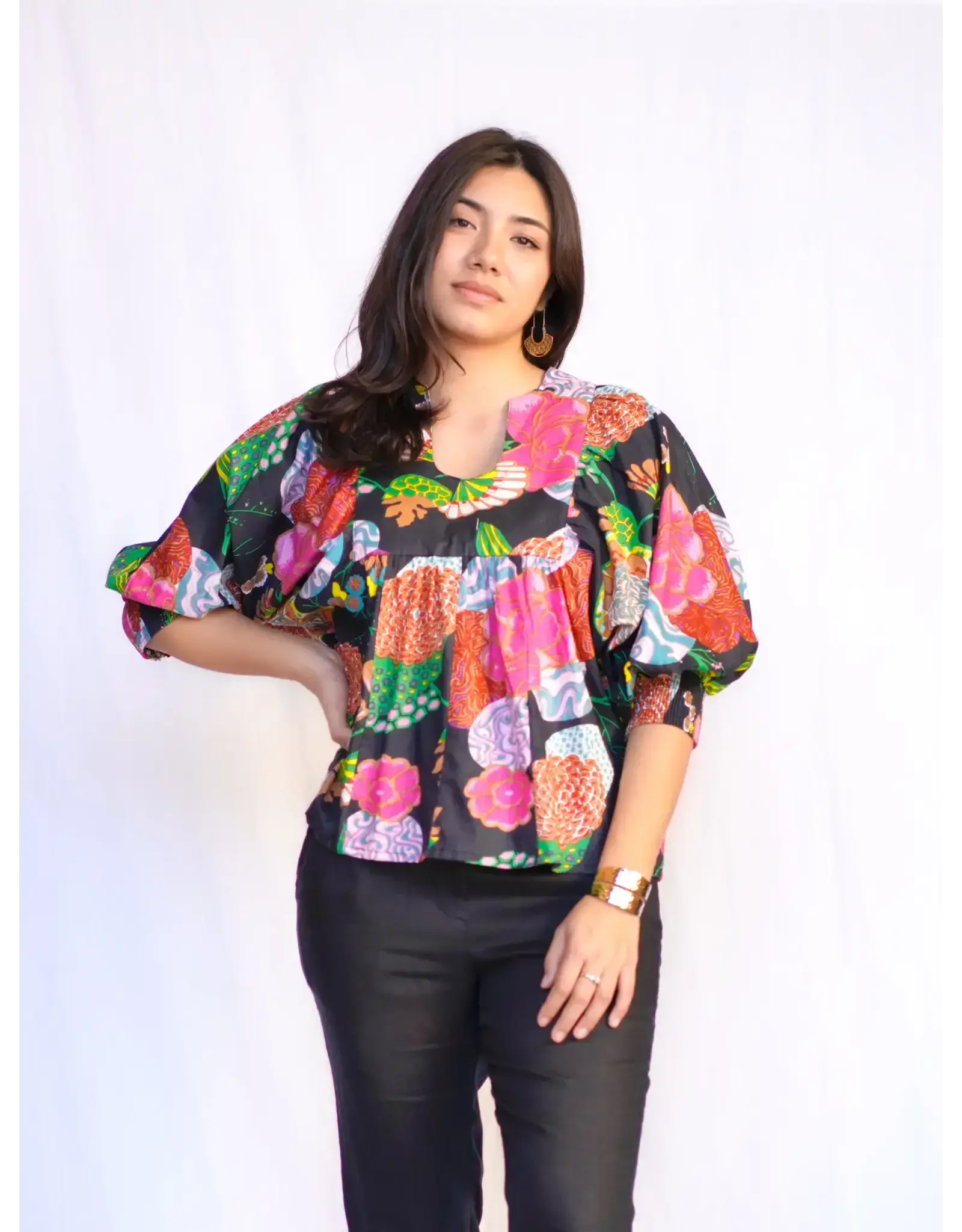 Anjou Top - Black Multi