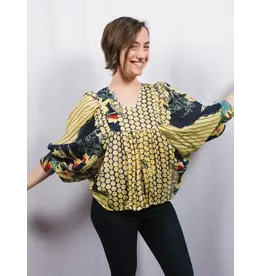 Kaiya Blouse Yellow Teal One Size