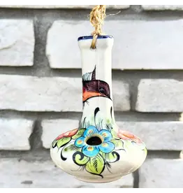 Guatemalan Hand Painted Ceramic Hummingbird Feeder