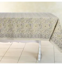 Cotton Tablecloth | Hand Block Printed | Zinnia, 60 x 90