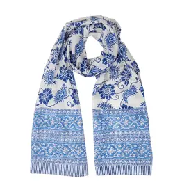 Mom's Favorite Blue Paisley Cotton Scarf