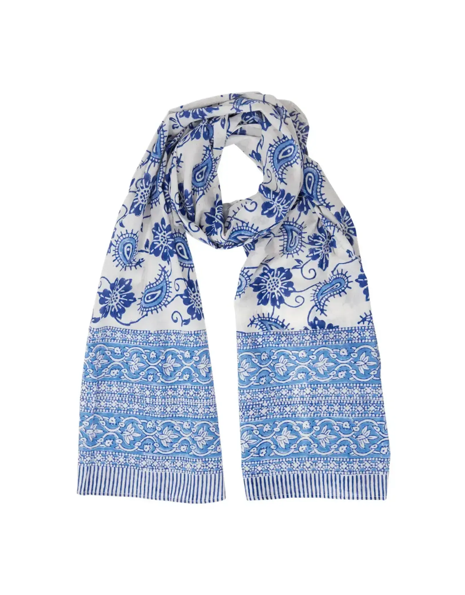 Mom's Favorite Blue Paisley Cotton Scarf