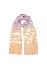 Paisley and Stripe Pink and Orange Cotton Scarf