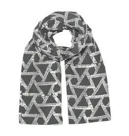 Triangles Grey Organic Jersey Hand Block Scarf