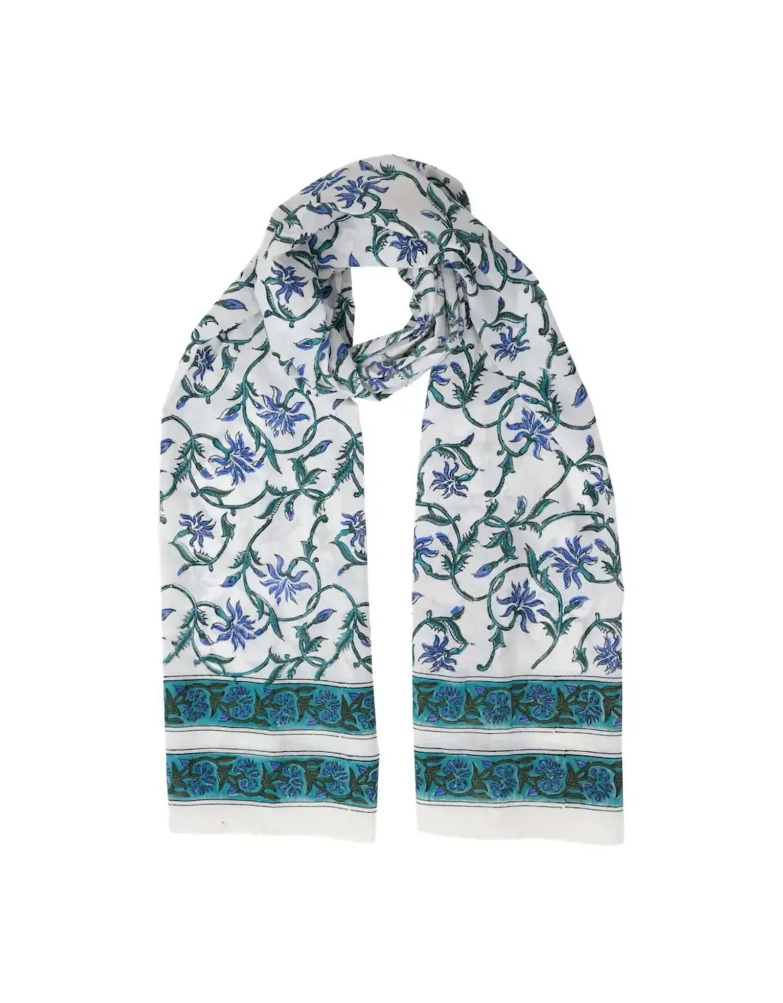 Vintage Floral Hand Block Printed Scarf