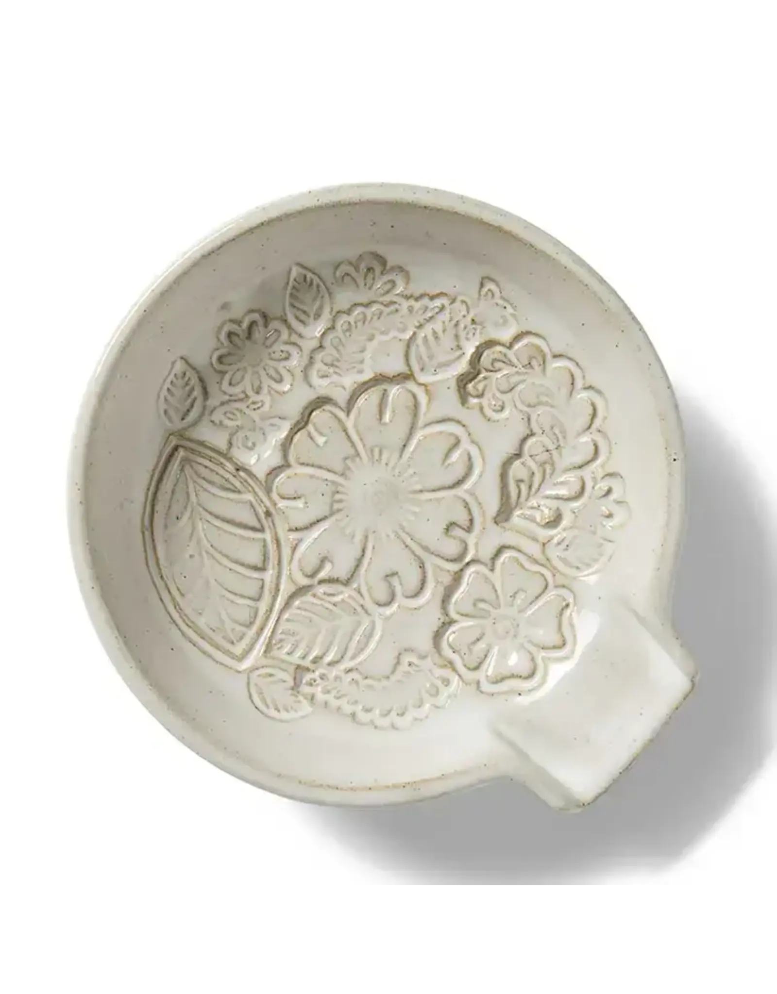 Pressed Blossom Ceramic Spoon Rest, Nepal