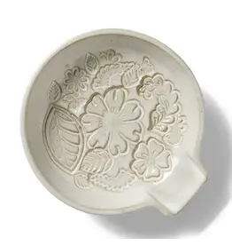 Pressed Blossom Ceramic Spoon Rest, Nepal