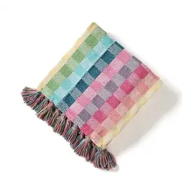 Rainbow Gingham Rethread Throw Blanket, India