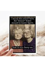 Vintage Style. Queen-Agers. Carry On. Birthday Card.