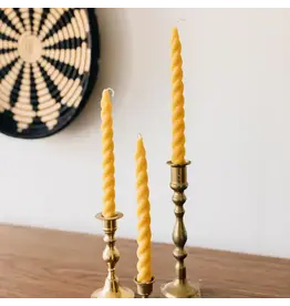 Twisted Beeswax Taper Candles- Set of 3, Rwanda