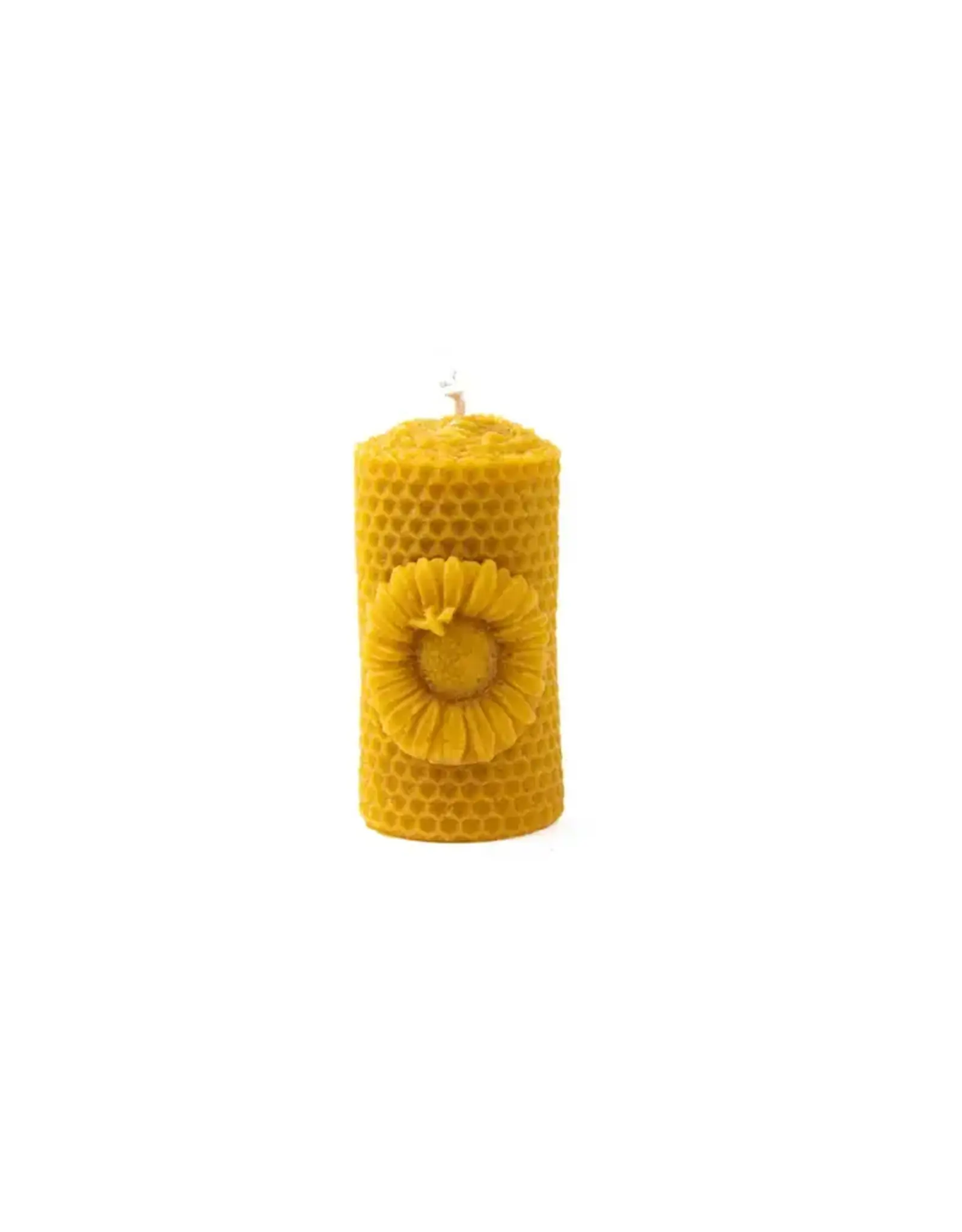 Sunflower Pillar Beeswax Candle, Rwanda