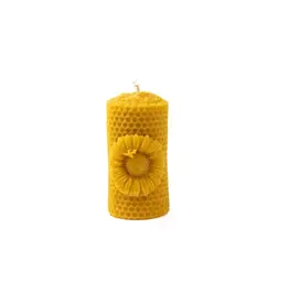 Sunflower Pillar Beeswax Candle, Rwanda