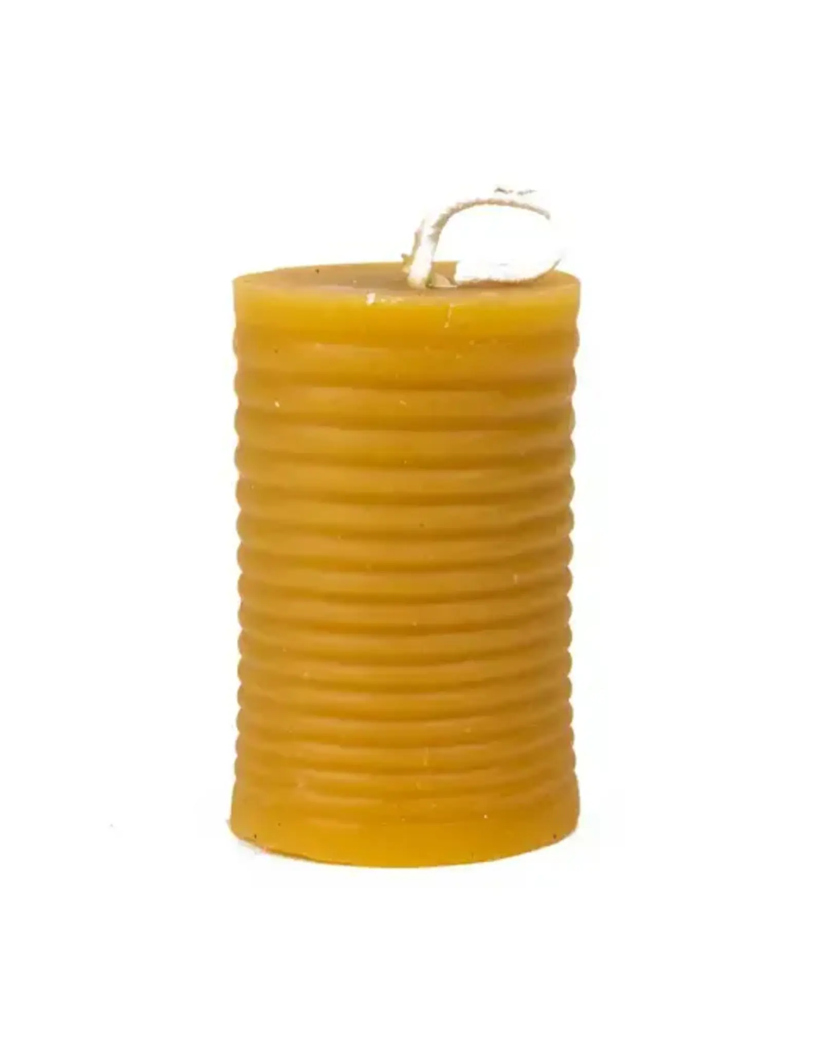 Ribbed Pillar Beeswax Candle