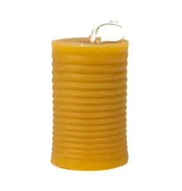 Ribbed Pillar Beeswax Candle, Rwanda