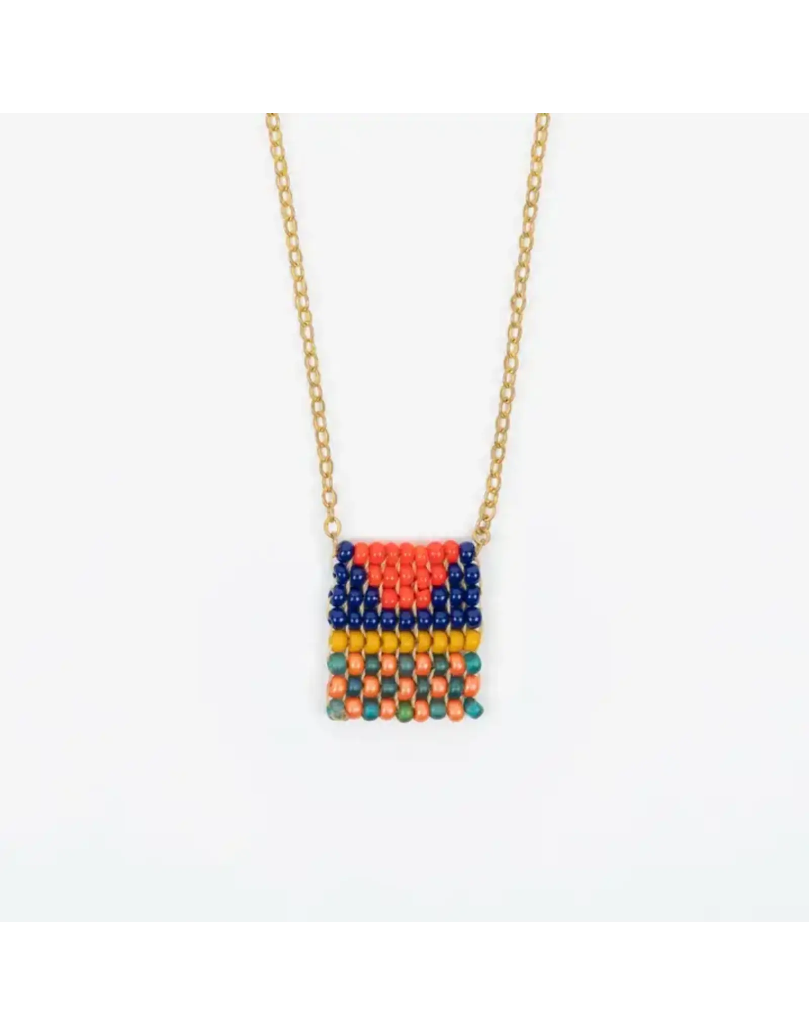 Altiplano Beaded Tag Necklace Quilt Square, Guatemala