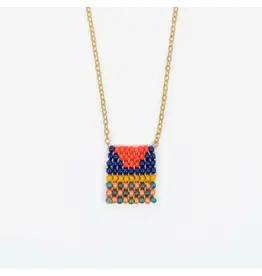 Altiplano Beaded Tag Necklace Quilt Square, Guatemala