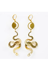 Altiplano Gold Celestial Snake Earrings, Guatemala