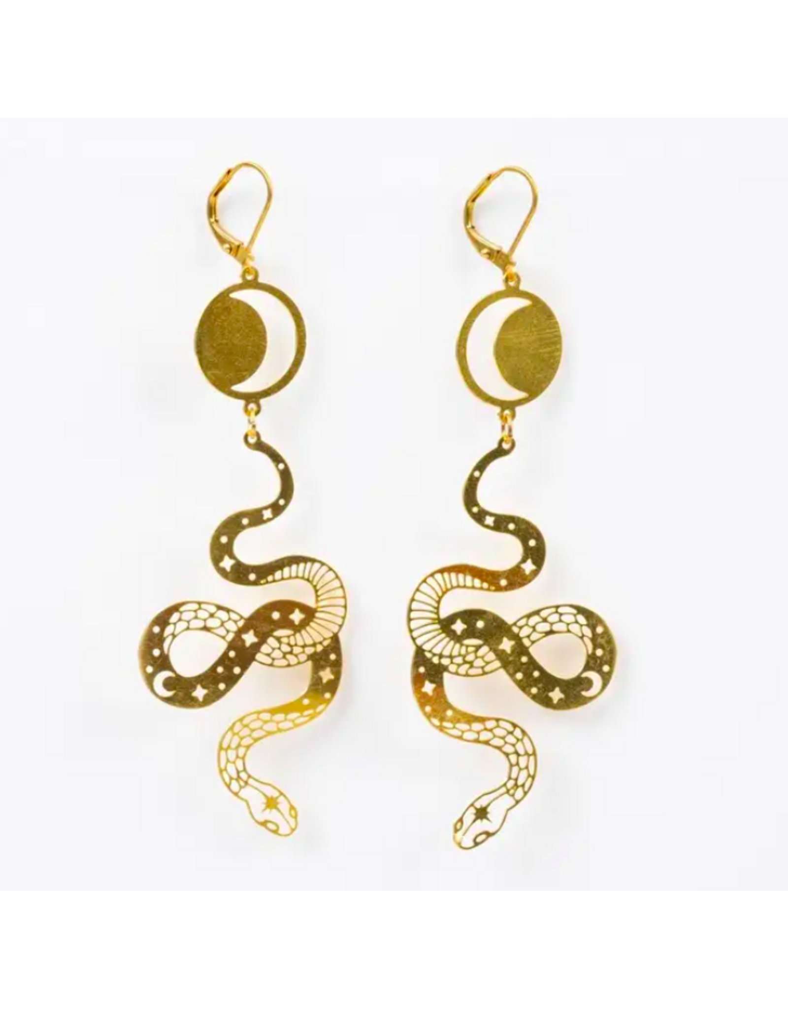 Altiplano Gold Celestial Snake Earrings, Guatemala