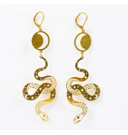 Altiplano Gold Celestial Snake Earrings, Guatemala