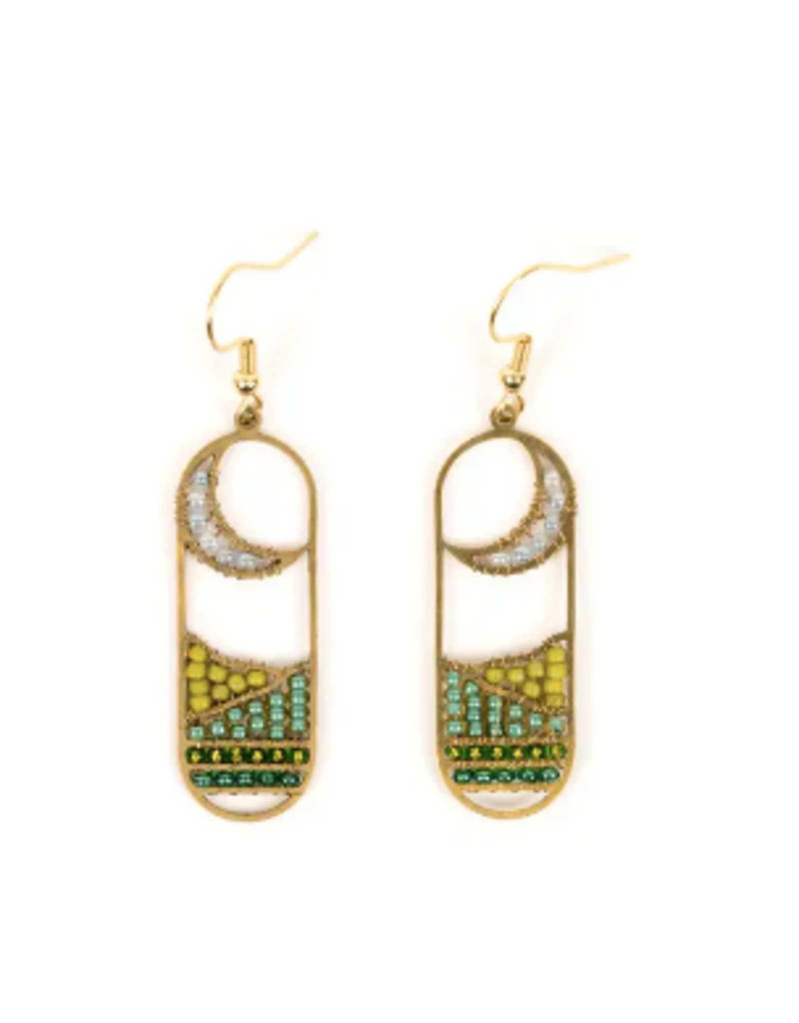 Altiplano Moonview Earrings Green, Guatemala