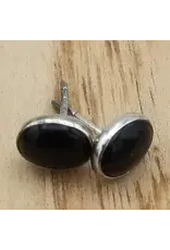 Sterling and Oval Black Onyx Studs, India